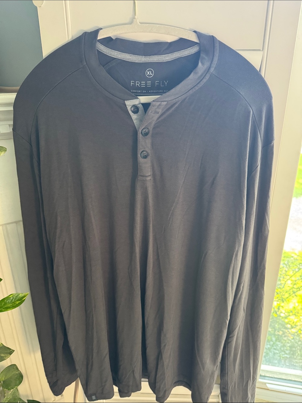 Free Fly Apparel Men’s Dark Charcoal Long-Sleeve Henley